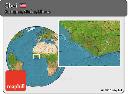 Satellite Location Map of Gbei