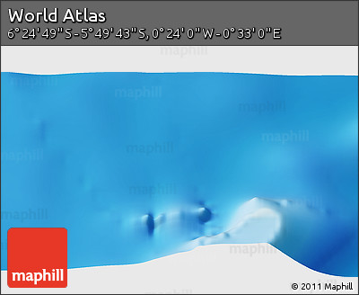 Physical 3D Map of the Area around 6° 7' 16" S, 0° 4' 30" E