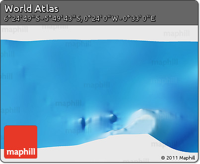 Physical 3D Map of the Area around 6° 7' 16" S, 0° 4' 30" E