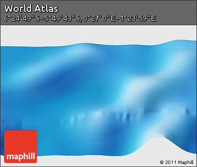 Physical 3D Map of the Area around 6° 7' 16" S, 0° 55' 29" E