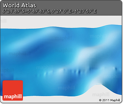 Physical 3D Map of the Area around 6° 7' 16" S, 0° 55' 29" E