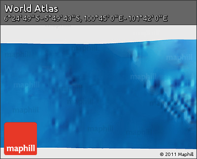 Physical 3D Map of the Area around 6° 7' 16" S, 101° 13' 29" E