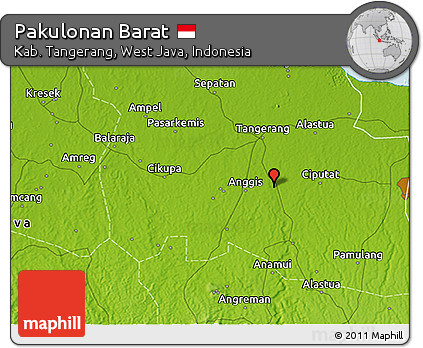 Physical 3D Map of Pakulonan Barat