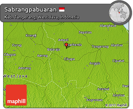 Physical 3D Map of Sabrangpabuaran