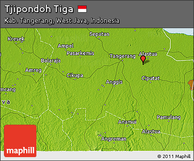Physical 3D Map of Tjipondoh Tiga