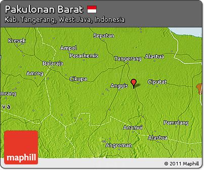 Physical 3D Map of Pakulonan Barat
