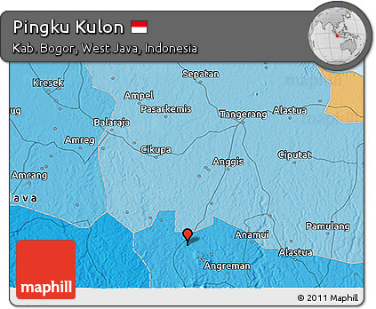Political 3D Map of Pingku Kulon