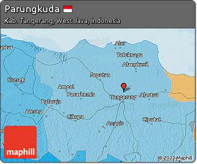 Political 3D Map of Parungkuda