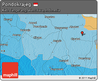 Political 3D Map of Pondokrajeg