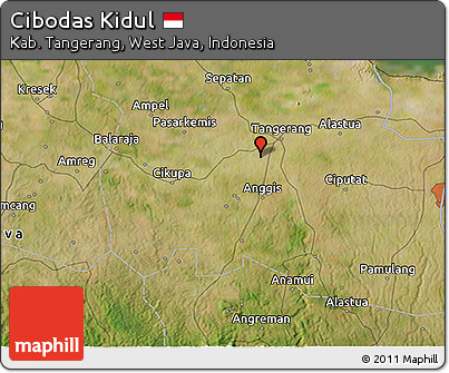 Satellite 3D Map of Cibodas Kidul
