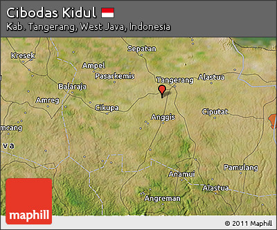 Satellite 3D Map of Cibodas Kidul