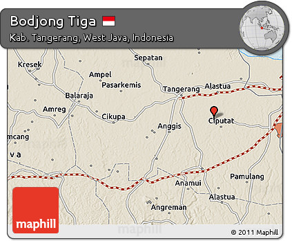 Shaded Relief 3D Map of Bodjong Tiga