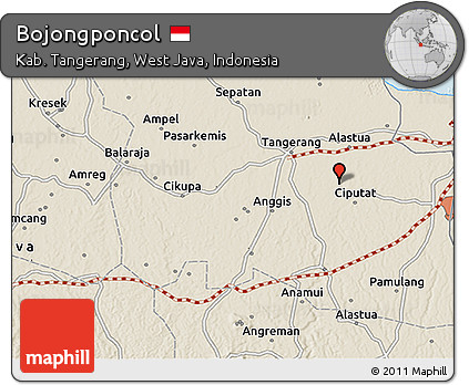 Shaded Relief 3D Map of Bojongponcol