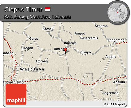 Shaded Relief 3D Map of Ciapus Timur