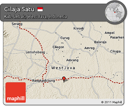 Shaded Relief 3D Map of Cilaja Satu
