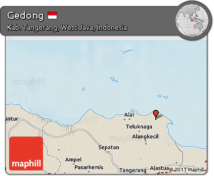 Shaded Relief 3D Map of Gedong