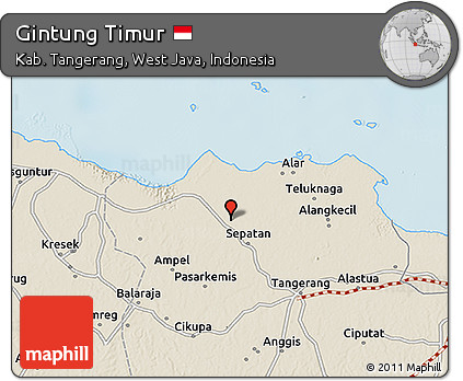 Shaded Relief 3D Map of Gintung Timur