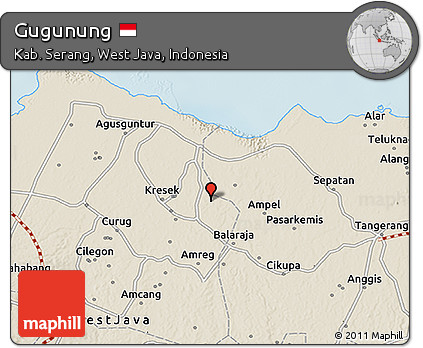 Shaded Relief 3D Map of Gugunung