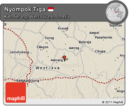 Shaded Relief 3D Map of Nyompok Tiga