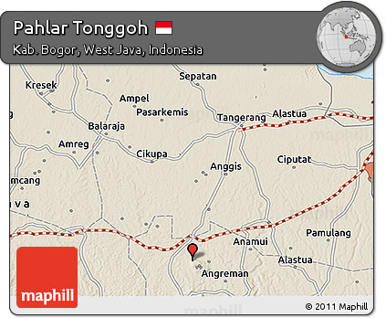 Shaded Relief 3D Map of Pahlar Tonggoh