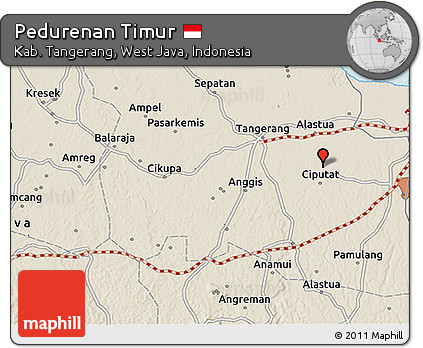 Shaded Relief 3D Map of Pedurenan Timur