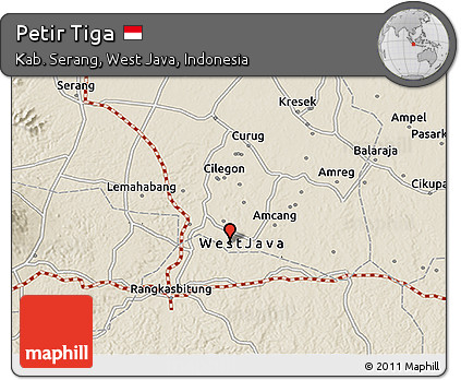 Shaded Relief 3D Map of Petir Tiga