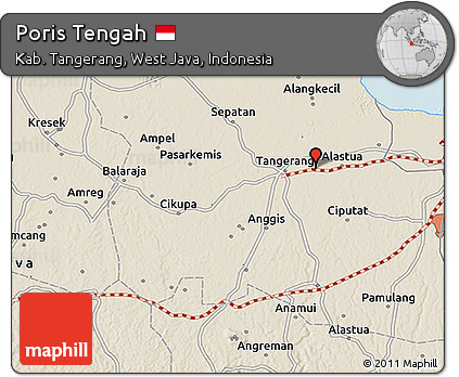 Shaded Relief 3D Map of Poris Tengah