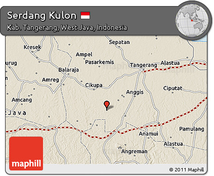 Shaded Relief 3D Map of Serdang Kulon