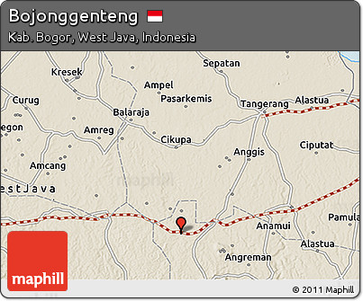 Shaded Relief 3D Map of Bojonggenteng