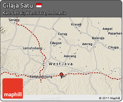 Shaded Relief 3D Map of Cilaja Satu
