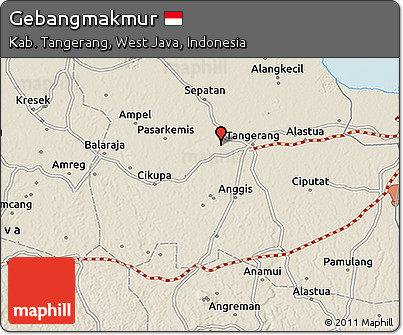 Shaded Relief 3D Map of Gebangmakmur