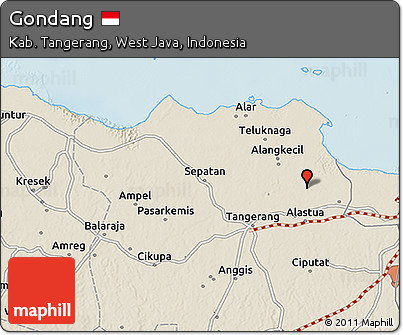 Shaded Relief 3D Map of Gondang