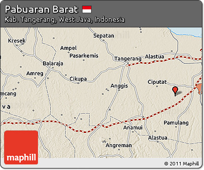 Shaded Relief 3D Map of Pabuaran Barat