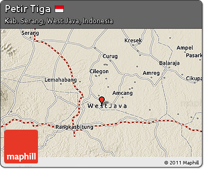 Shaded Relief 3D Map of Petir Tiga