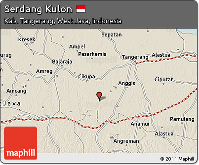 Shaded Relief 3D Map of Serdang Kulon