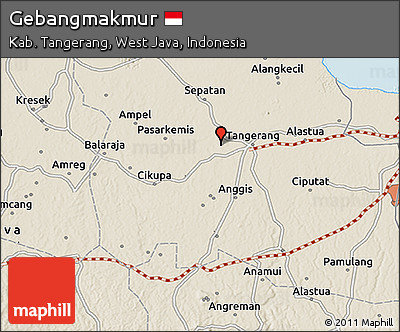 Shaded Relief 3D Map of Gebangmakmur
