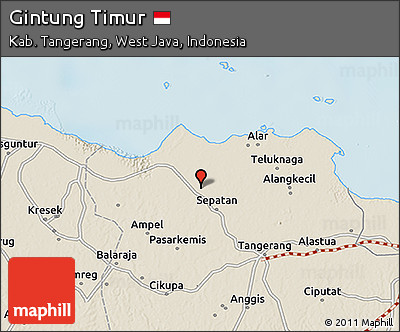 Shaded Relief 3D Map of Gintung Timur