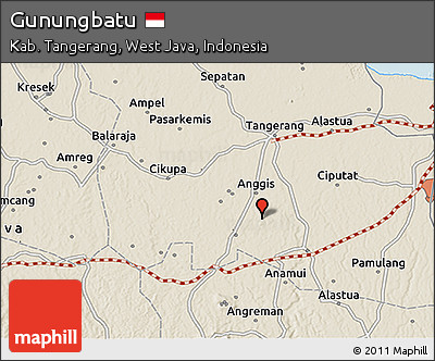 Shaded Relief 3D Map of Gunungbatu