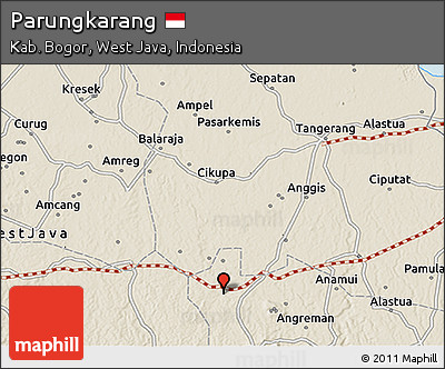 Shaded Relief 3D Map of Parungkarang