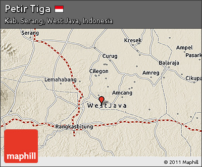 Shaded Relief 3D Map of Petir Tiga