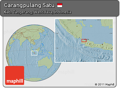 Savanna Style Location Map of Carangpulang Satu, hill shading