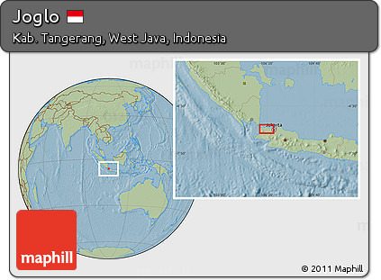 Savanna Style Location Map of Joglo, hill shading