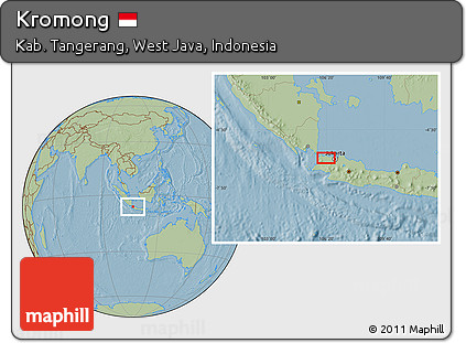 Savanna Style Location Map of Kromong, hill shading