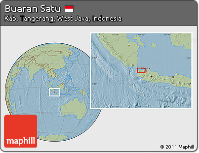 Savanna Style Location Map of Buaran Satu, hill shading