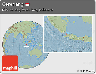 Savanna Style Location Map of Cerenang, hill shading