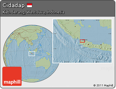 Savanna Style Location Map of Cidadap, hill shading