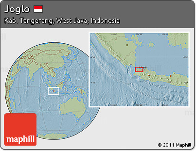 Savanna Style Location Map of Joglo, hill shading