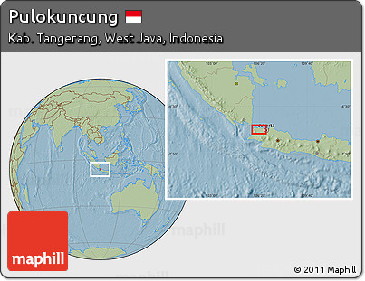 Savanna Style Location Map of Pulokuncung, hill shading