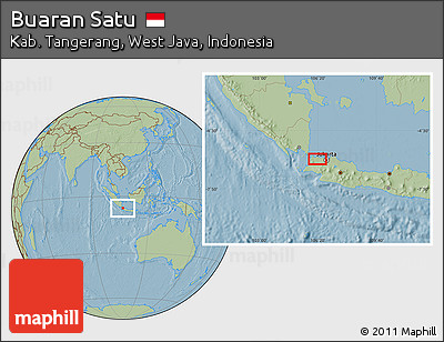 Savanna Style Location Map of Buaran Satu, hill shading