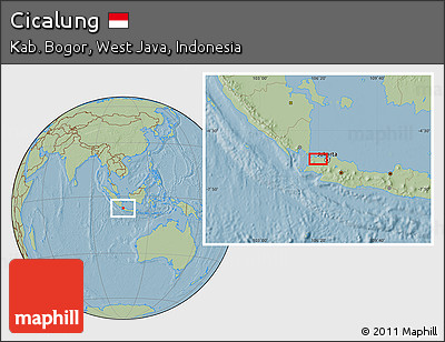 Savanna Style Location Map of Cicalung, hill shading
